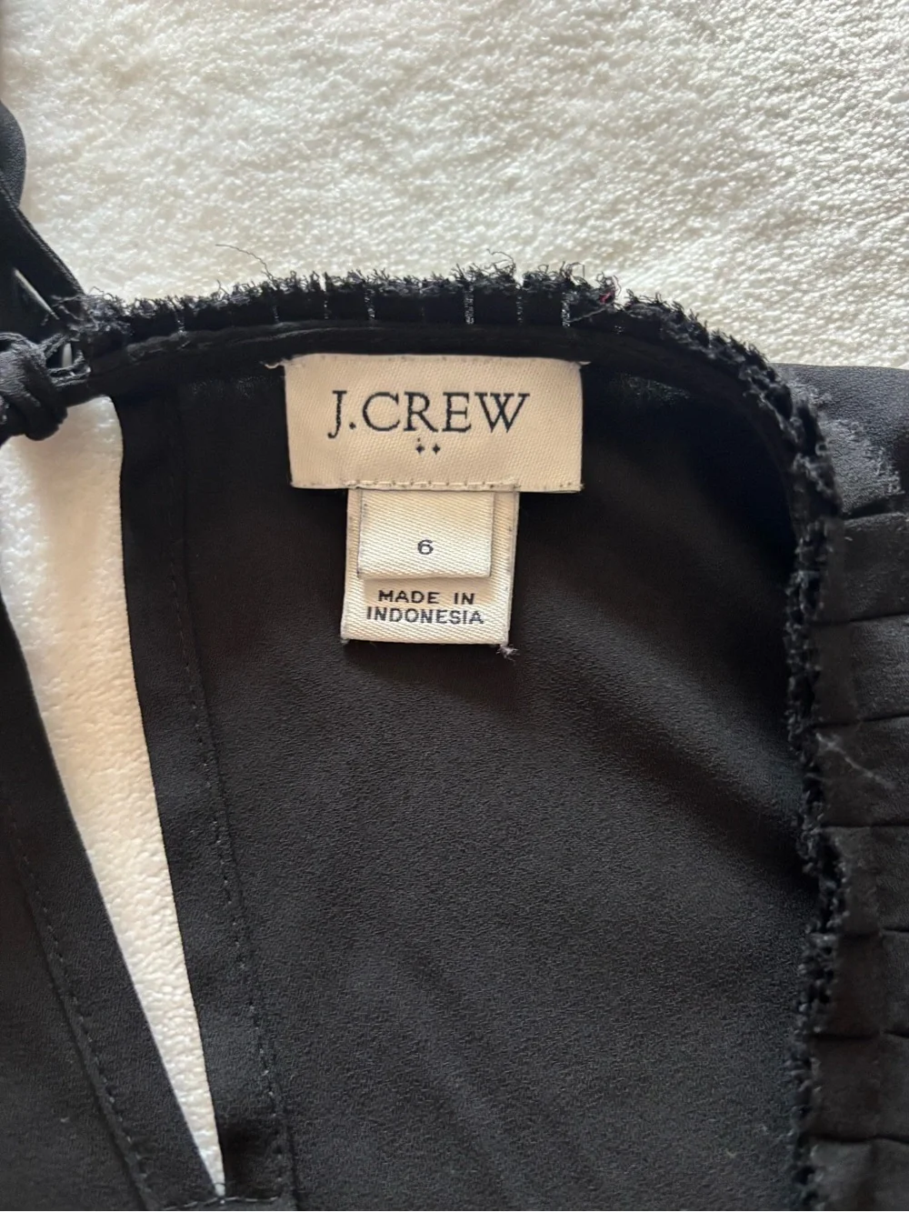 J.Crew Black Sleeveless Top with Pleated Raffle Trim Blouse Minimalist Size 6
